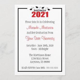 Dental School 2021 Graduation Invite (Red Caps)