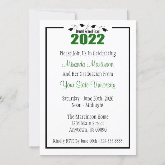 Dental School 2022 Graduation Invite (Green Caps)