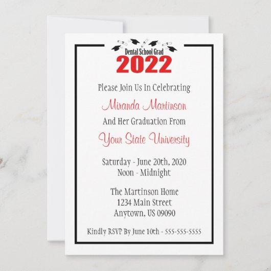 Dental School 2022 Graduation Invite (Red Caps)