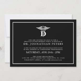Dentistry Profession Graduation|Retirement Black Invitation