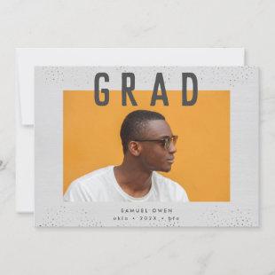 Designer Script Grad Gray Modern Two Photo Announcement
