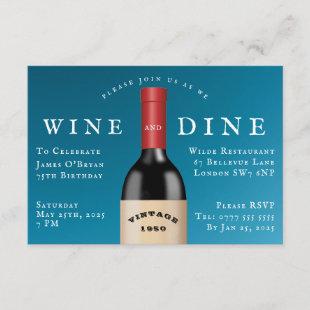 Dine and Wine Vintage Birthday Invitation