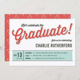 Diner Inspired Retro Typography Graduation Party Invitation