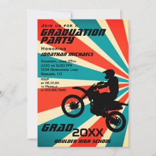 Dirt Bike Motocross PHOTO Sunburst Graduation Invitation
