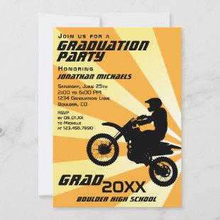 Dirt Bike Motocross Retro Sunburst Graduation Invi Invitation