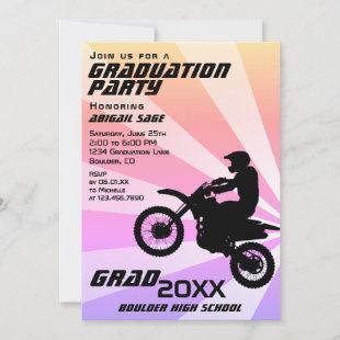 Dirt Bike Motocross Sunburst Graduation Invitation