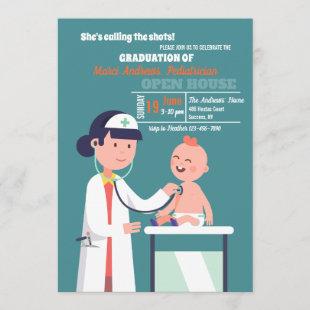 Doctor Examining Baby Graduation Invitation