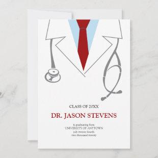 Doctor's White Coat Medical Graduation Invitation