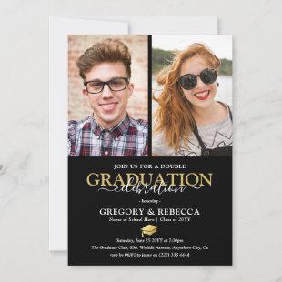 Double Celebration Graduation Party Graduate Photo Invitation