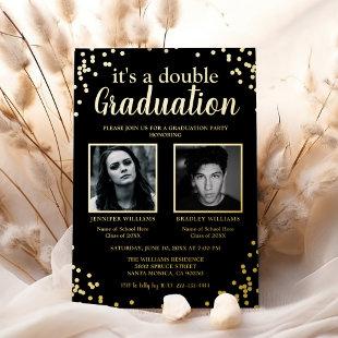 Double Graduation Two Photo Foil Invitation
