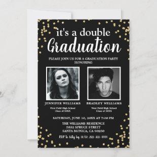 Double Graduation Two Photo Graduates Invitation