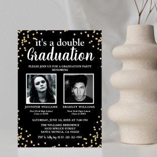 Double Graduation Two Photo Graduates Invitation