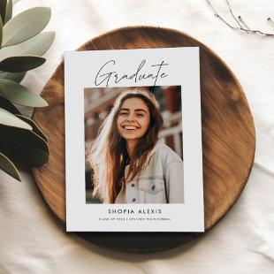 Double Sided Graduation Simple Modern Two Photo Announcement