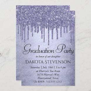 Dripping Chic Glitter | Lavender Purple Graduation Invitation