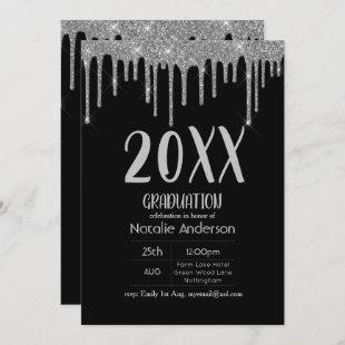 Dripping Glitter Graduation Class of 20xx Modern Invitation