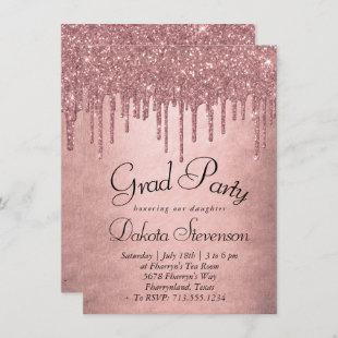 Dripping Peach Glitter | Terra Cotta Graduation Invitation