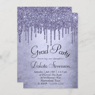 Dripping Purple Glitter | Lavender Pour Graduation Invitation