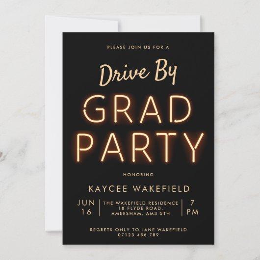 Drive By Grad Party Neon Lights Photo Invitation