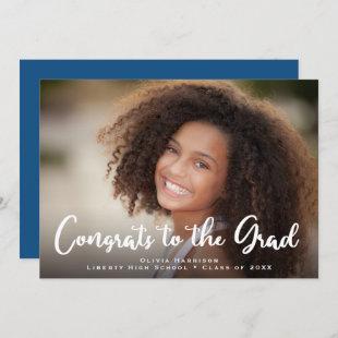 Drive By Graduation Party Photo Classic Blue Invitation