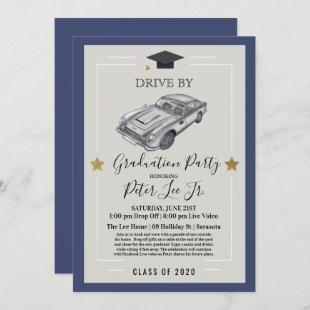 Drive By Virtual Male Graduation Party Invitation