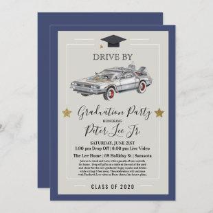 Drive By Virtual Male Graduation Party Invitation