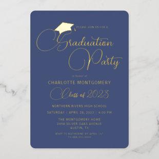 Dusty Blue Modern Elegant Graduation Invitation