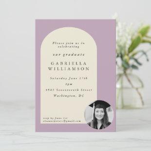 Dusty Lilac Bold Shapes Photo Graduation Party  Invitation