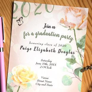 Dusty Peach Vintage Botanical Graduation Party Invitation