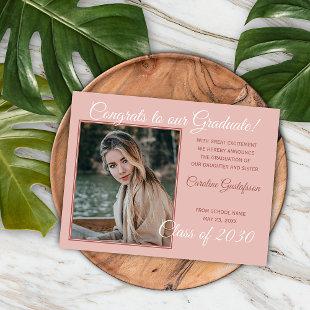 Dusty Rose Blush Pink Graduation Announcement Postcard