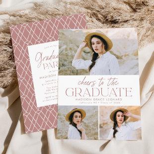 Dusty Rose | Cheers to the Grad Graduation Party Invitation
