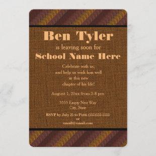 Earth Tone Brown Rust "Off To College" Trunk Party Invitation