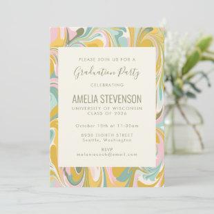 Earthy Pastel Abstract Marble Graduation Party Invitation