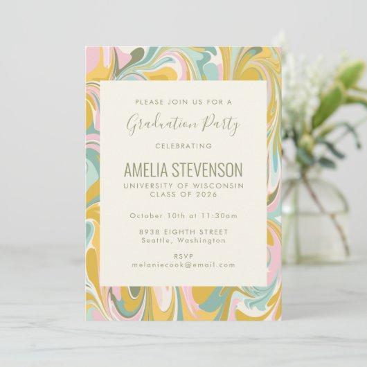 Earthy Pastel Abstract Marble Graduation Party Invitation