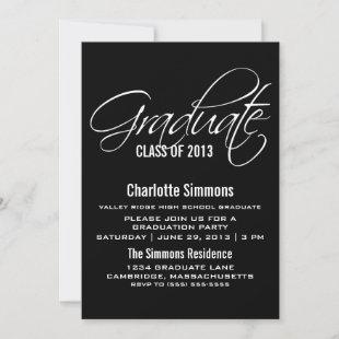Ebony Elegant Script Graduation Invite