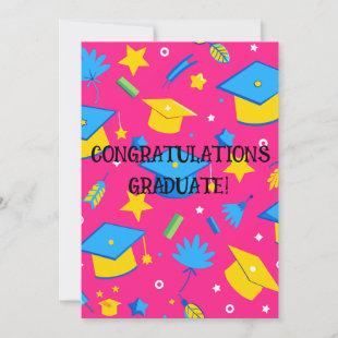 Edit Text Congratulations Graduate! Pink Blue Card