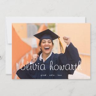 Editable Bold Script Grad Graduate Two Photo Announcement