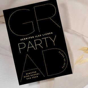 Editable GRAD PARTY | Class of 2024 Gold Pressed Foil Invitation