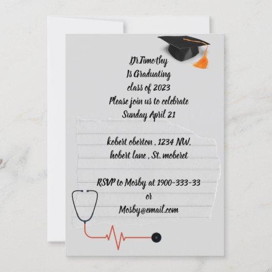 Editable Medical student graduation invitation