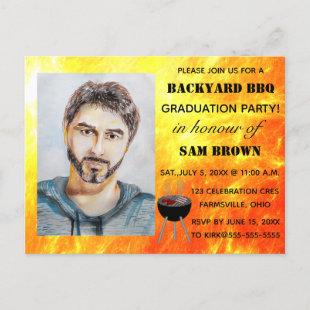 Editable Photo Grad BBQ Party Invitation