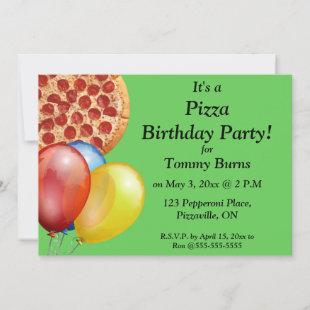 Editable Pizza Birthday Party Invitation