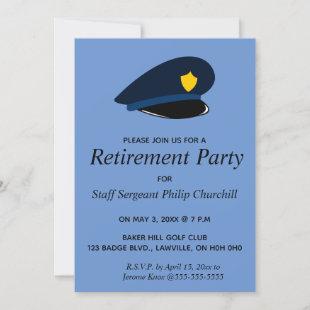Editable Police Officer Hat Retirement Invitation