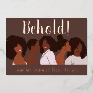 Educated Black Woman Graduation Foil Invitation