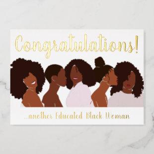 Educated Black Woman Graduation Foil Invitation