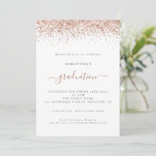 Elegant 2024 Graduation Rose Gold Glitter Invitation