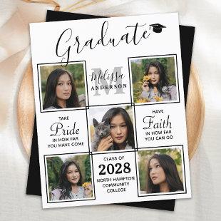 Elegant 5 Photo Collage Graduation Invite Budget