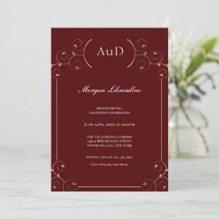 Elegant AuD Gold Burgundy Graduation Invitation