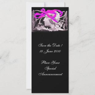 ELEGANT BEAUTY / LADY WITH PINK BOW AND FLOWERS INVITATION