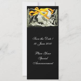 ELEGANT BEAUTY / LADY WITH YELLOW  BOW AND FLOWERS SAVE THE DATE