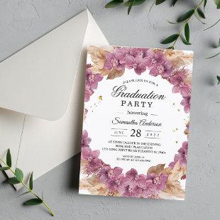 Elegant Beauty Pink Watercolor Orchid & Pampas Invitation