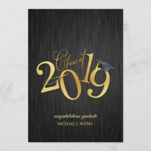 Elegant black and gold Class of 2019 graduation Invitation